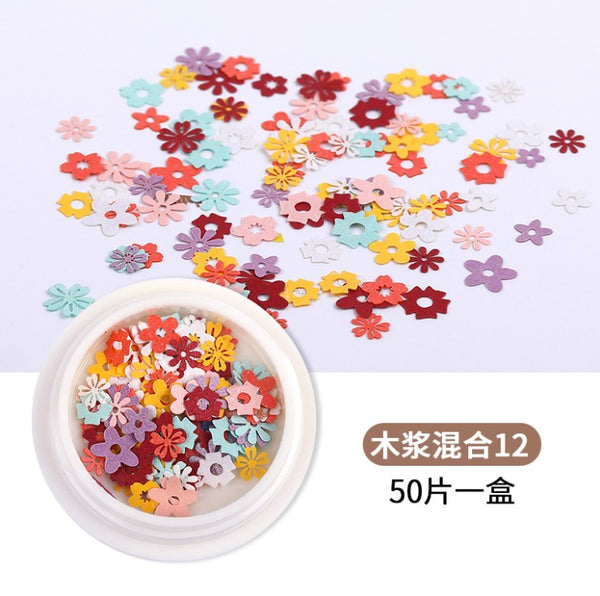 New Colorful Wood Pulp Manicure Flower