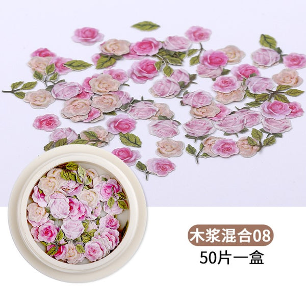 New Colorful Wood Pulp Manicure Flower