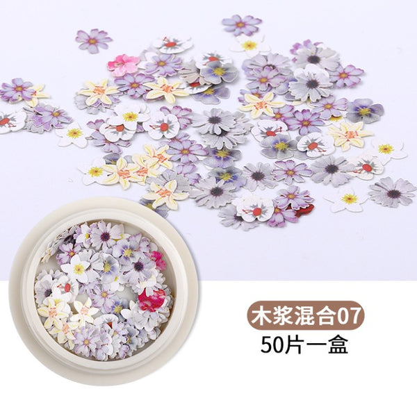 New Colorful Wood Pulp Manicure Flower