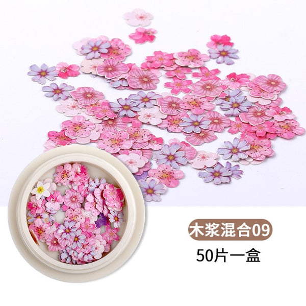 New Colorful Wood Pulp Manicure Flower