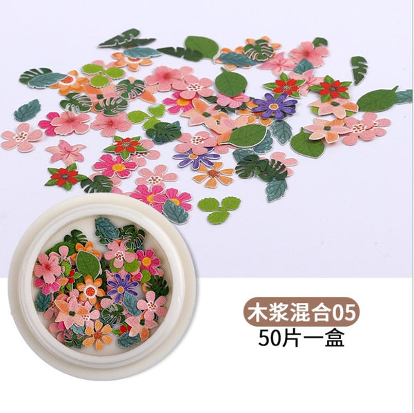 New Colorful Wood Pulp Manicure Flower