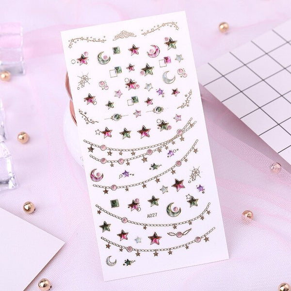 3D Nail Sticker Galaxy Geometry Design Shiny Gold Sliders For Nail Decals