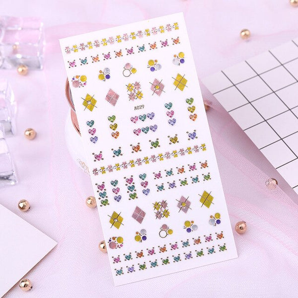 3D Nail Sticker Galaxy Geometry Design Shiny Gold Sliders For Nail Decals